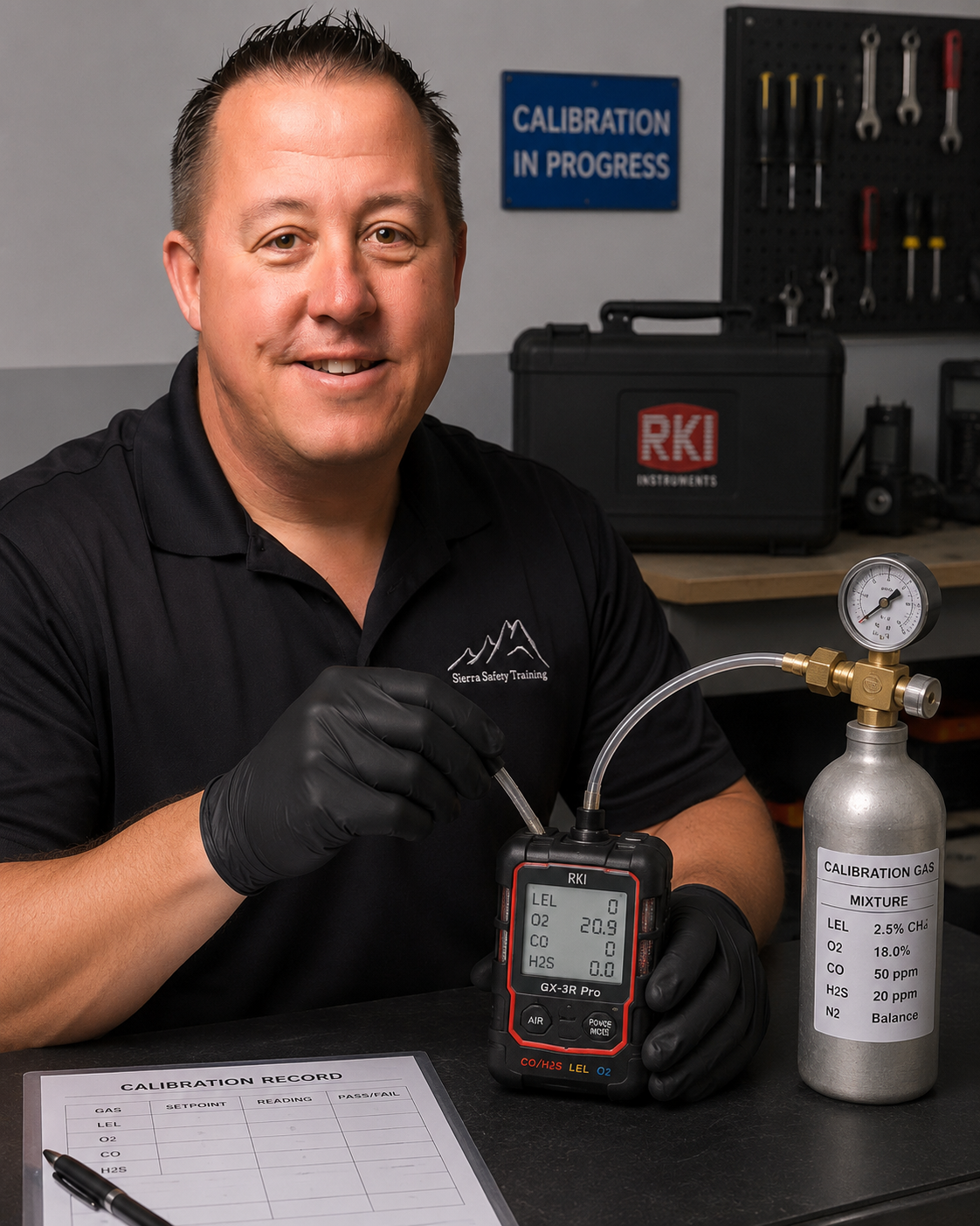 RKI GX-3R Pro gas monitor calibration at Sierra Safety Training